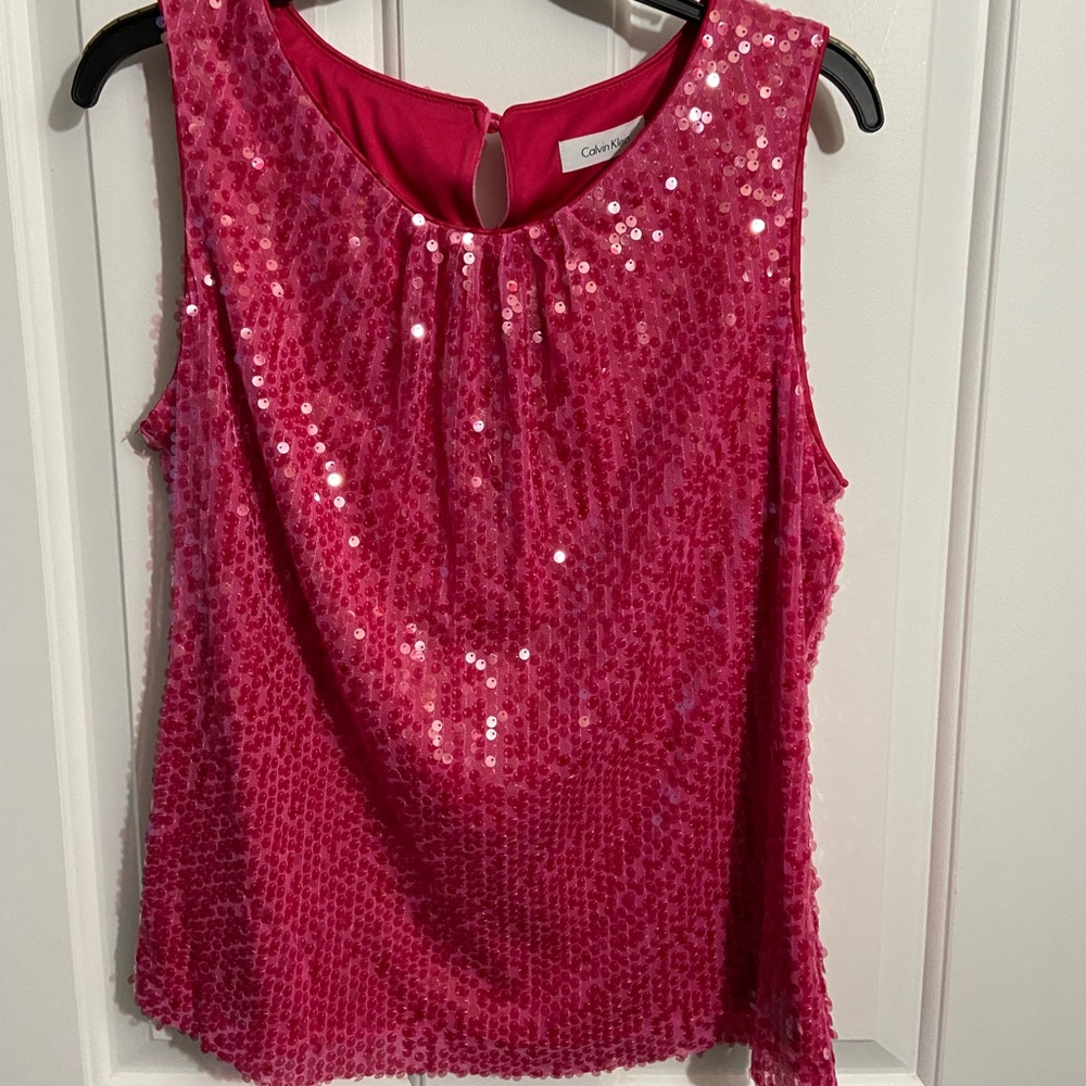 Calvin Klein Pink sequin tank